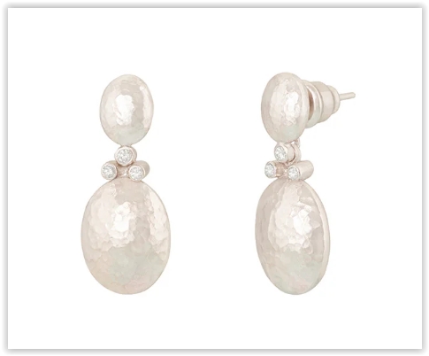 Gurhan Silver Spell Diamond Drop Earrings White Rhodium Sterling Silver