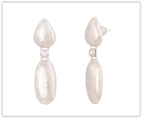 Gurhan Silver Spell Diamond Link Drop Earrings White Rhodium Sterling Silver