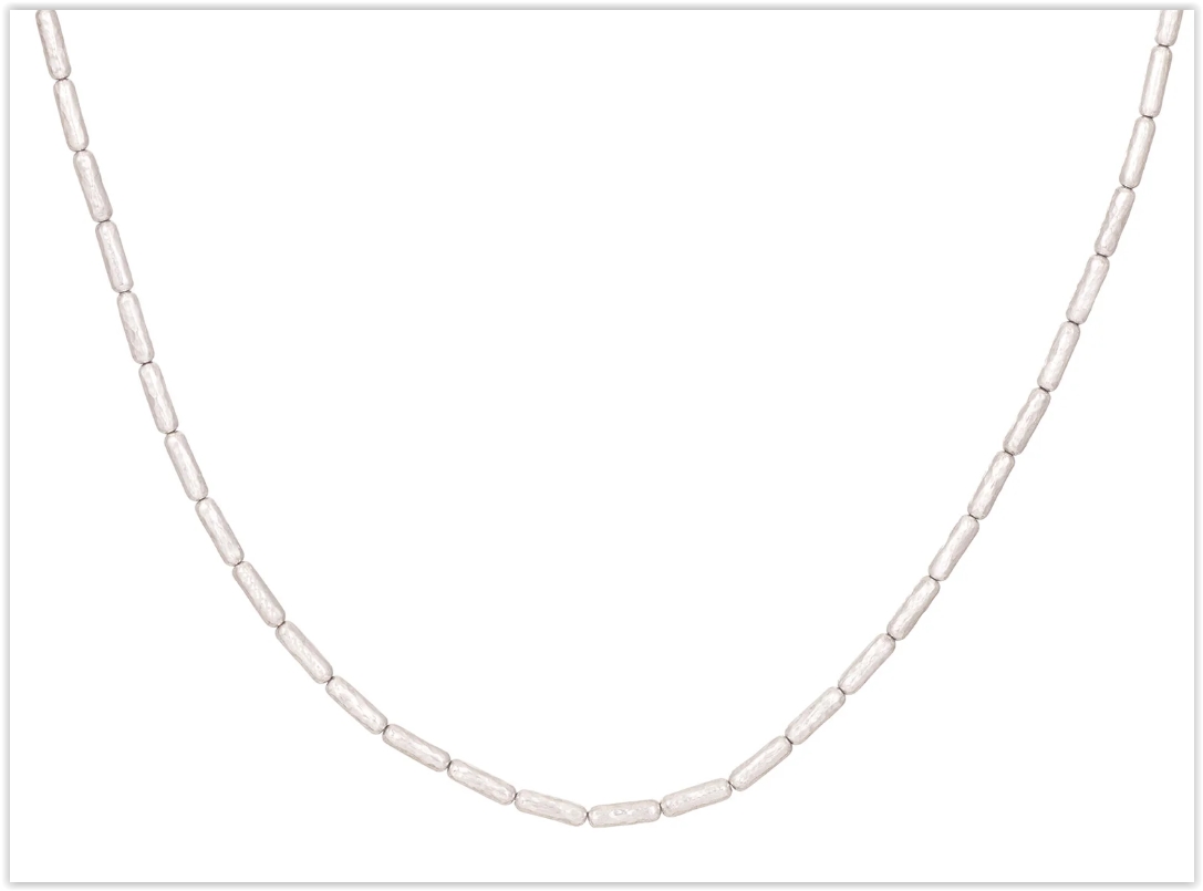 Gurhan Silver Vertigo Plain Tube Necklace White Rhodium Sterling Silver