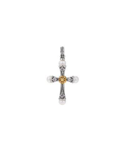 Konstantino Muse Cross Pearl & White Sapphire Pendant