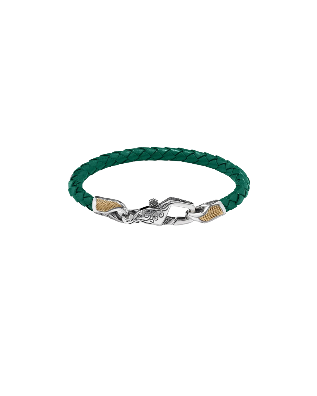 Konstantino Green leather bracelet with sterling silver and bronze accents