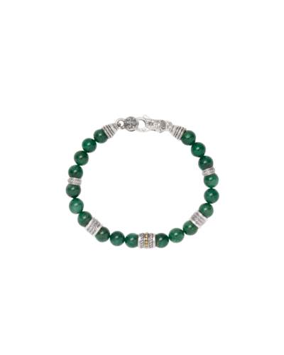 Konstantino Mariner bead bracelet with green onyx in sterling silver and bronze