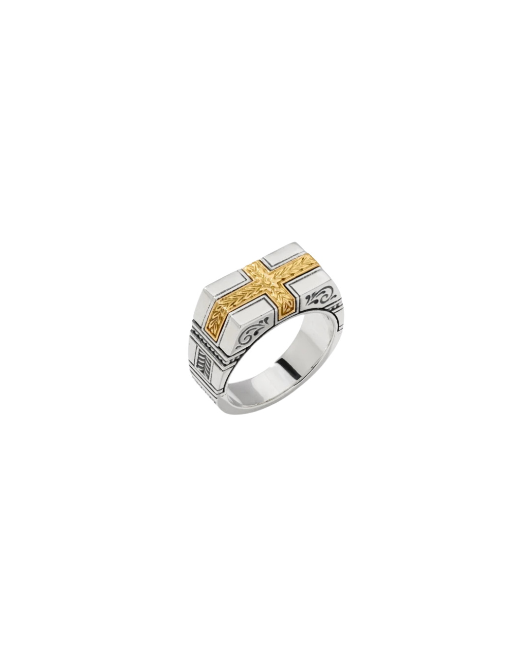 SS 18KYG Laurel Cross Ring Size 10