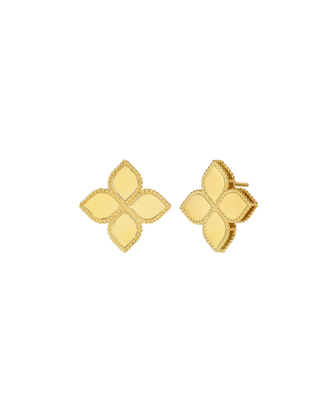 Princess Flower Yellow Gold Large Stud Earrings