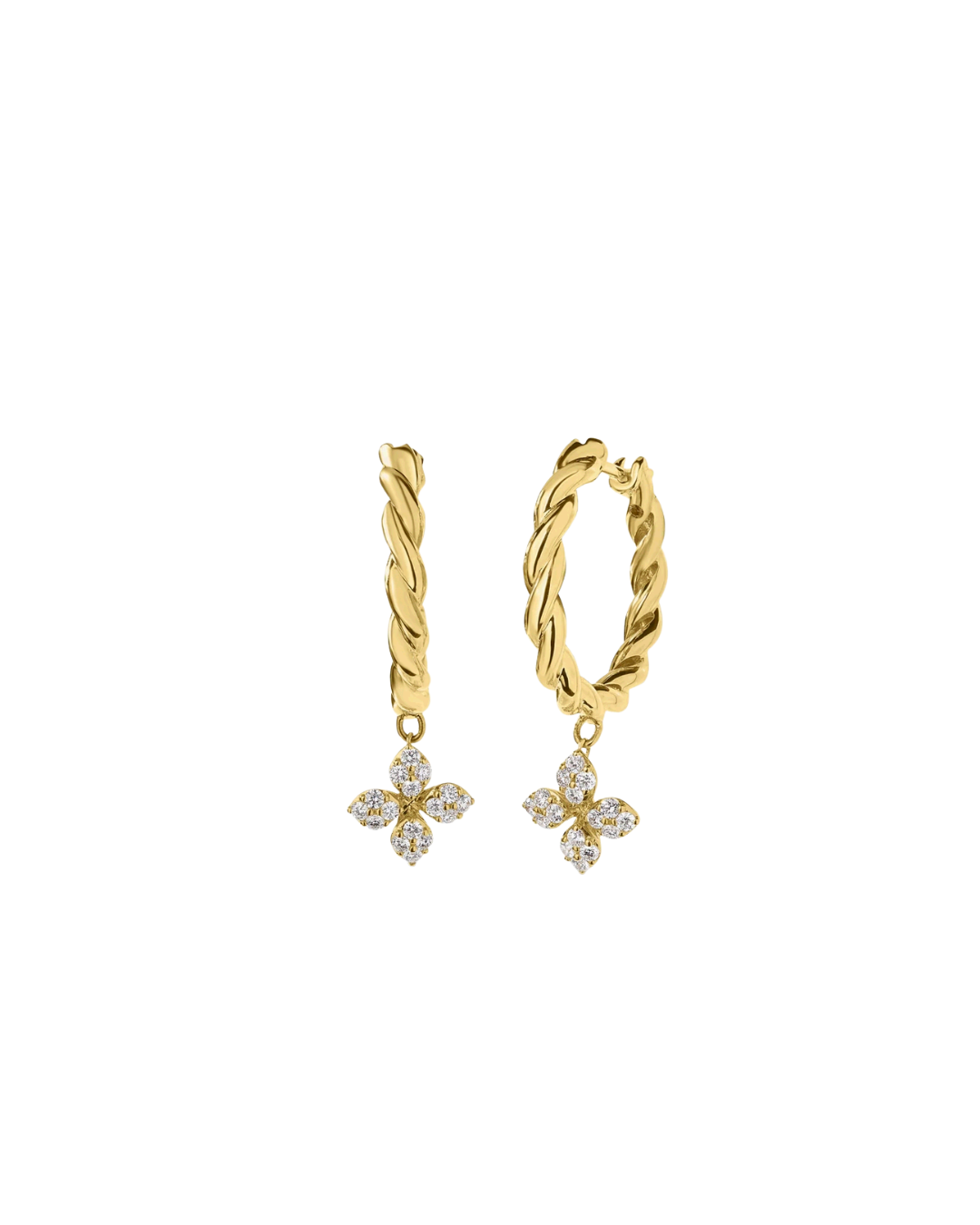 Roberto Coin Love in Verona Diamond Twist Hoop Earrings