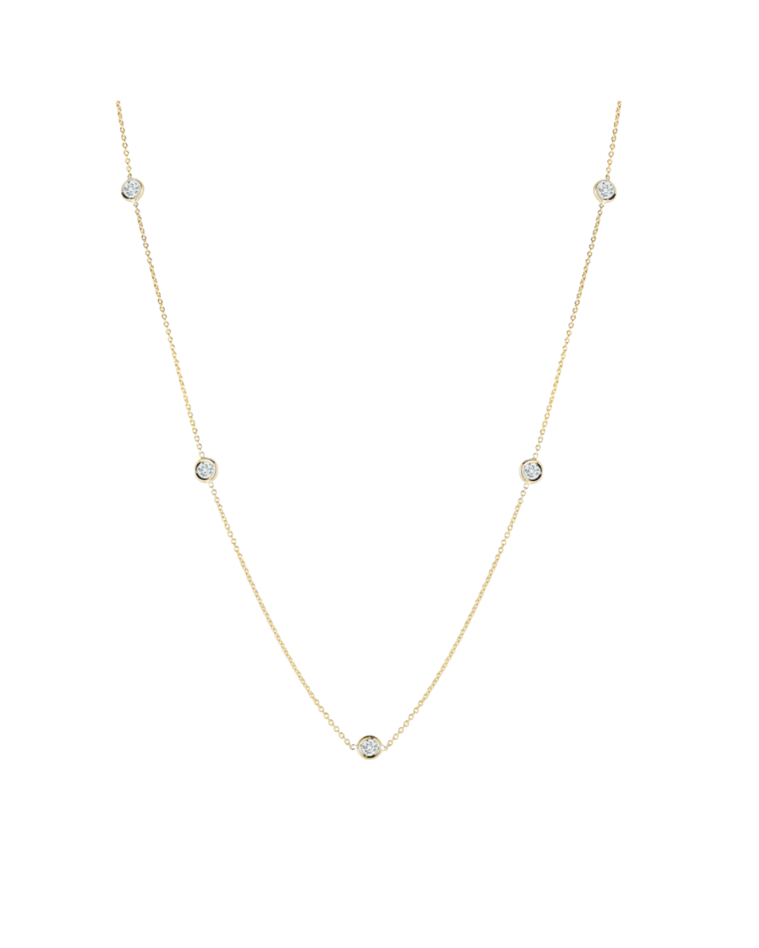 18K GOLD DIAMONDS BY THE INCH 5 STATION NECKLACE - 18K Yellow Gold