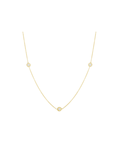 Diamonds by the Inch Yellow Gold 0.15 Carats Three Station Chain Necklace Length 16" adjustable to 18"