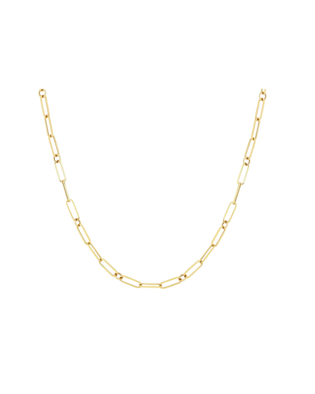 Classic Yellow Gold Alternating Size Paperclip Necklace Length 34¨