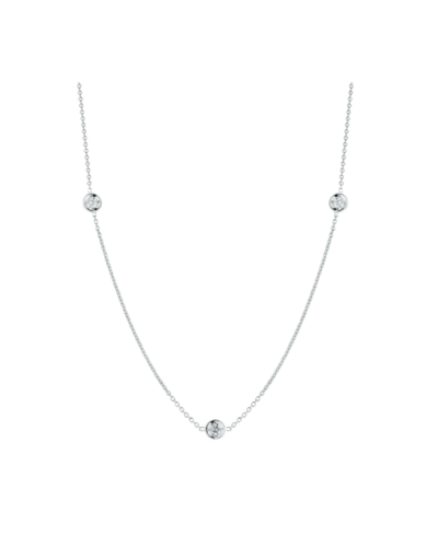 18K White Gold Diamonds by the Inch 3-Station Necklace, 0.15 TCW