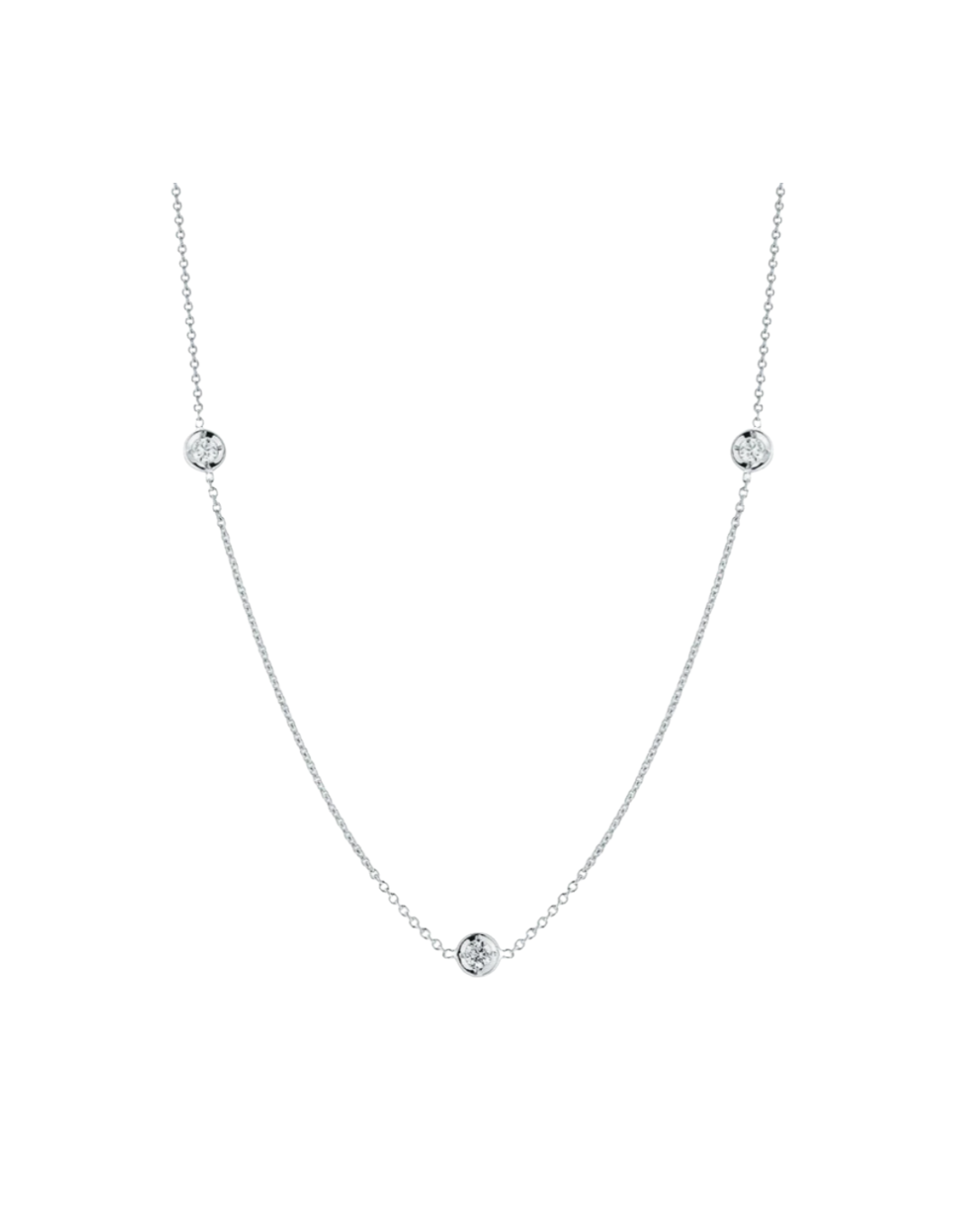 18K White Gold Diamonds by the Inch 3-Station Necklace, 0.15 TCW