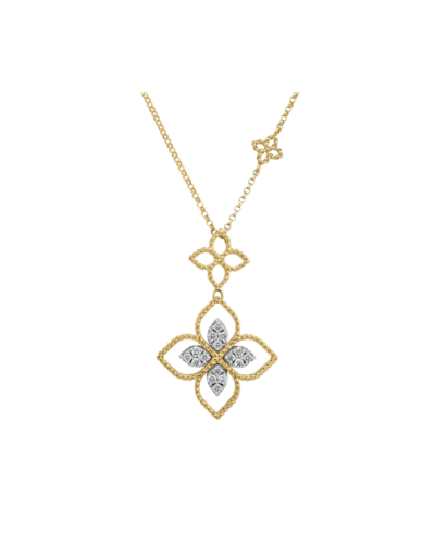 Roberto Coin Princess Flower Open Frame Double Flower Necklace