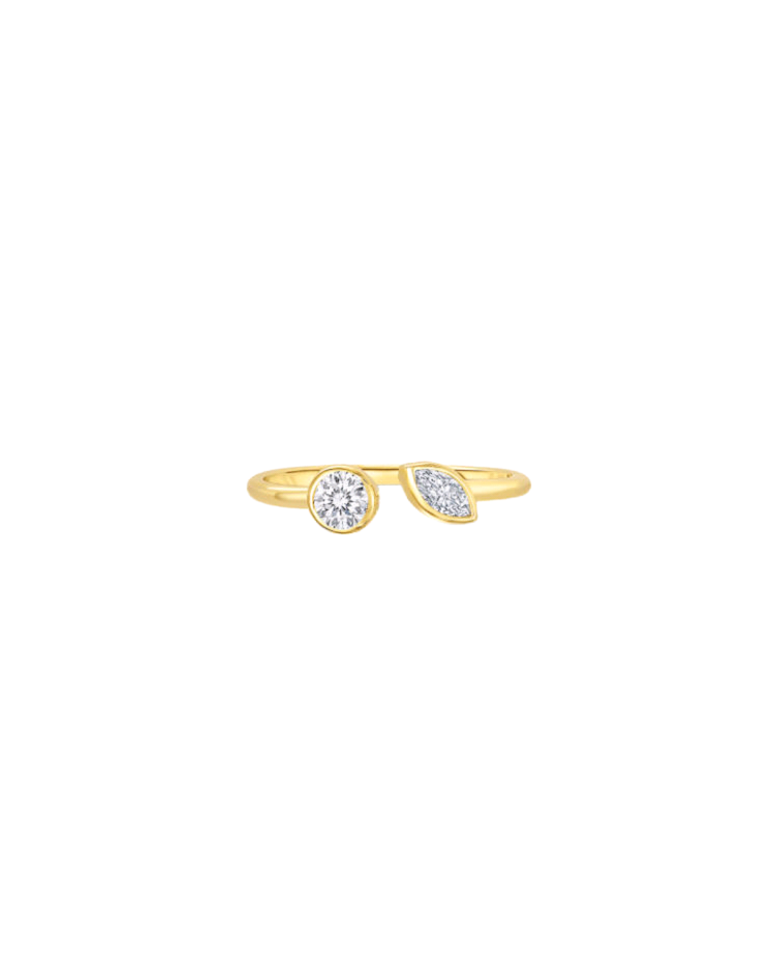 Dolce Yellow Gold Two Diamonds Ring Size 6.5