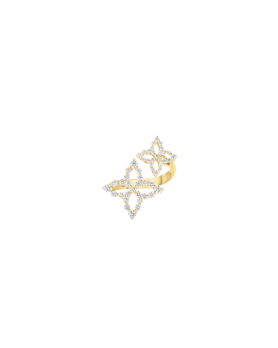 18k yellow gold Princess Outline Bypass ring with 0.63ctw diamonds