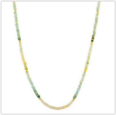 Three stories of beautifully graduated ombré morganite and aquamarine beads create a necklace of exceptional elegance and charm. This 18-inch layered design blends soft blush pink and tranquil blue tones along delicate chains, offering effortless sophistication. Feminine, refined, and versatile, it brings a touch of luxury and graceful color to any look.