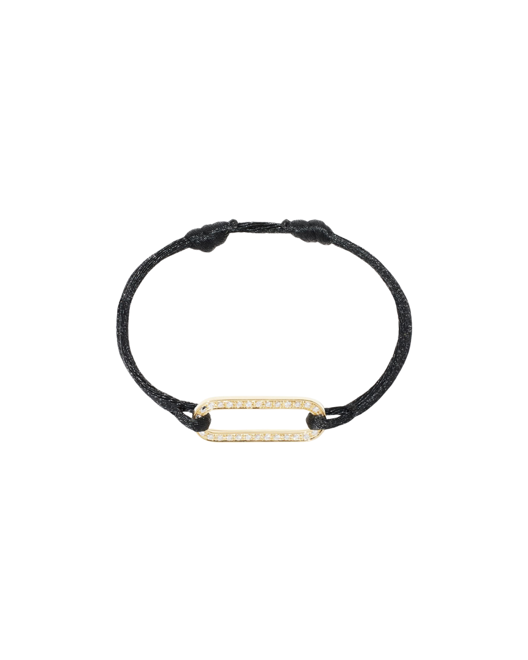 Dinh Van 18K Yellow Gold Maillon L Black Satin Cord Bracelet with Diamonds