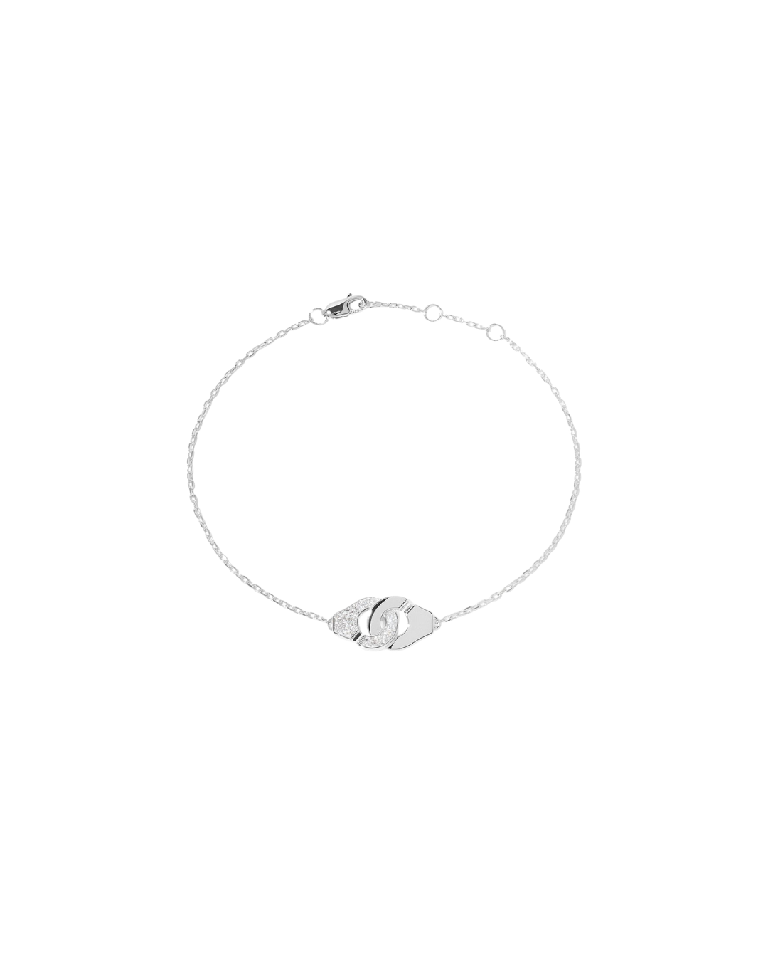 Dinh Van Menottes18K White Gold Half Diamonds 0.060 Carats Chain Bracelet