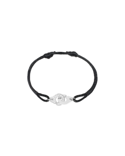 Dinh Van 18K White Gold R10 Black Satin Cord Semi-Paved Diamond Bracelet