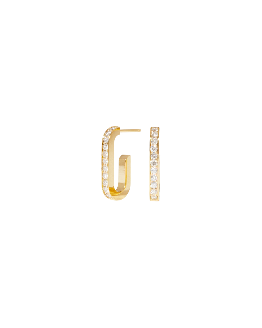 Dinh Van Maillon 18K Yellow Gold L Earrings with Diamonds