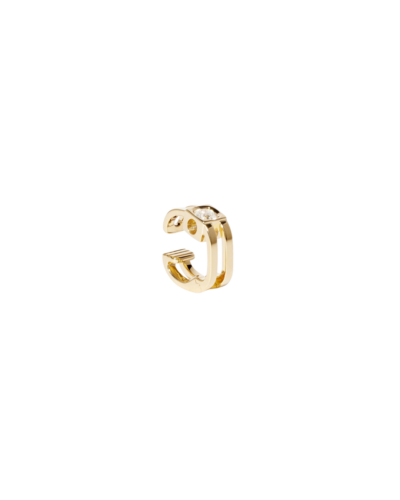 Dinh Van 18K Yellow Gold Le Cube Diamond Single Ear Cuff