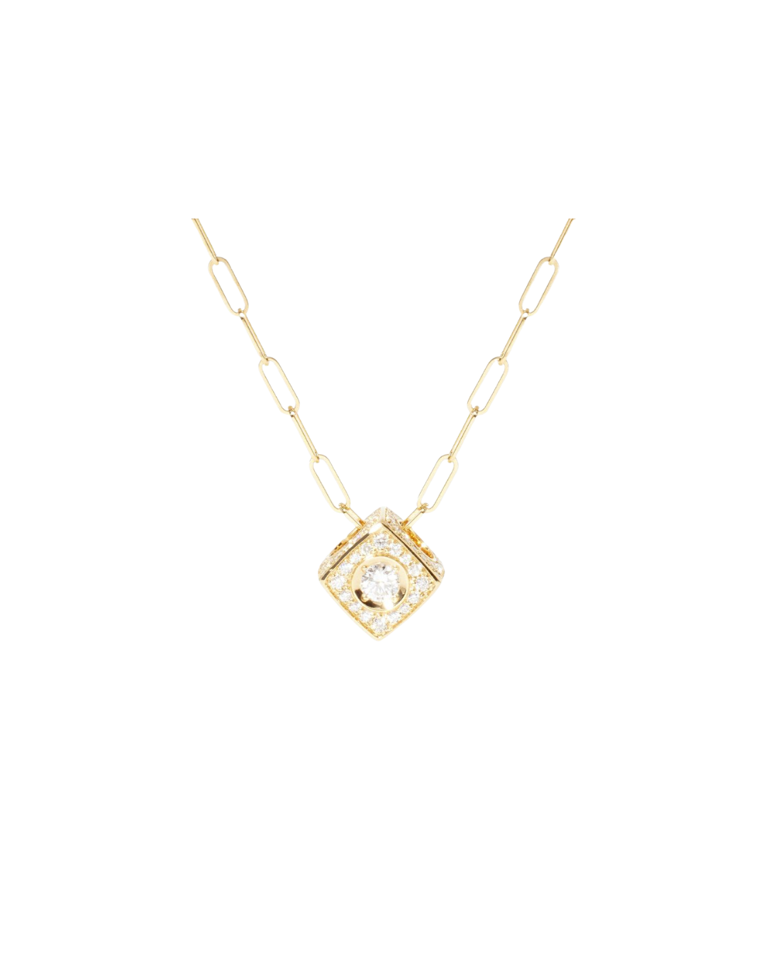 Danhov 18KYG Le Cube Xl Pave Diamond Pendant On Necklace