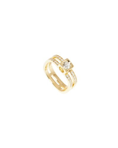Danhov 18KYG Le Cube Large Diamond Two Rows Ring