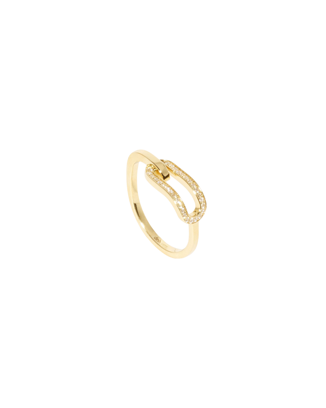 Dinh Van 18K Yellow Gold Maillon Small Diamond Ring Size 6