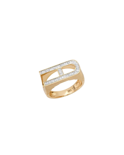 HELENA ROSE'S 14KYG Grandsize Encrusted A Initial Ring with Diamonds