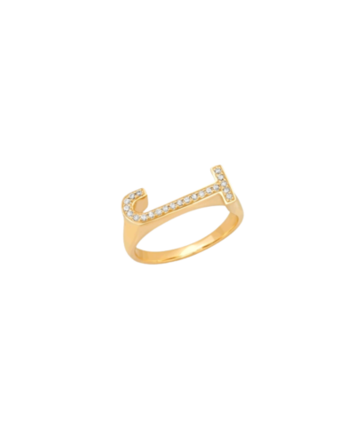 Helena Rose's 14KYG Pavé Initial "J" Ring with Diamonds