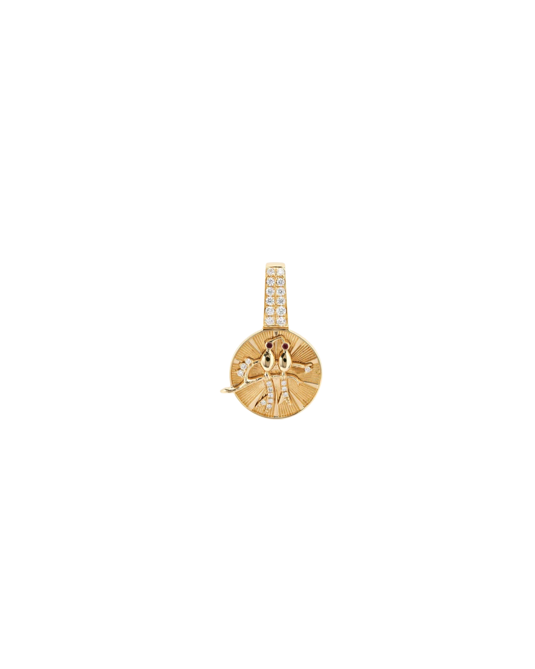 Helena Rose's 14KYG Mini Lovebirds Medallion Pendant with Diamonds and Rubies