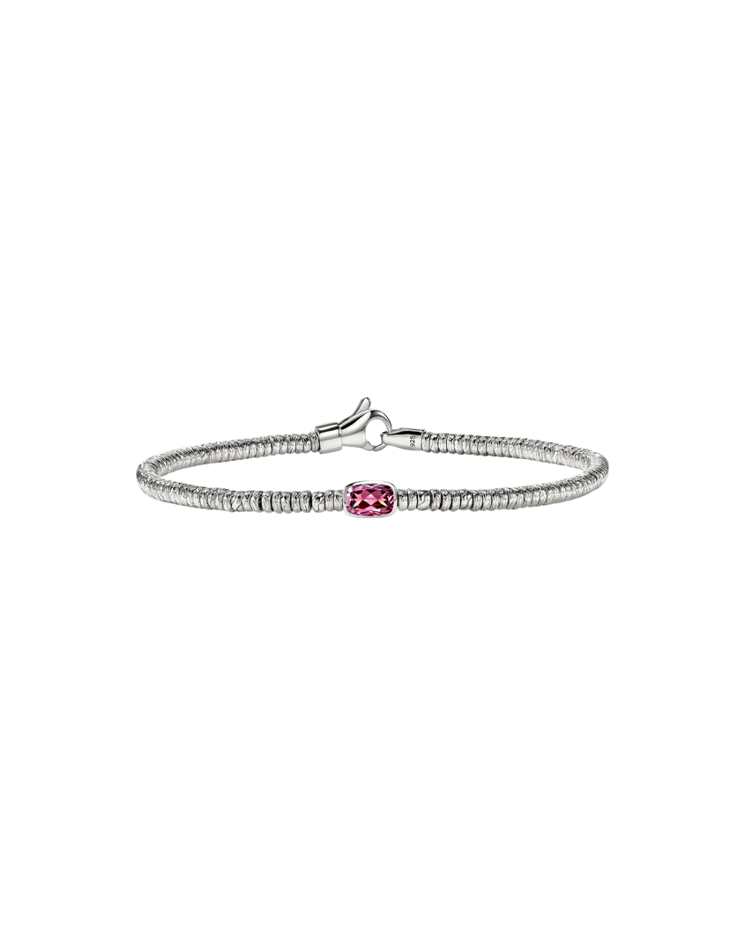 HEISHI GEM BRACELET, STERLING SILVER, RHODOLITE, 2.5MM