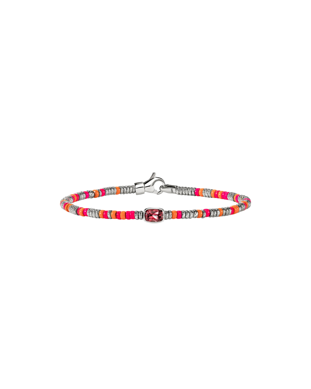 HEISHI GEM BRACELET, STERLING SILVER, RHODOLITE, 2.5MM