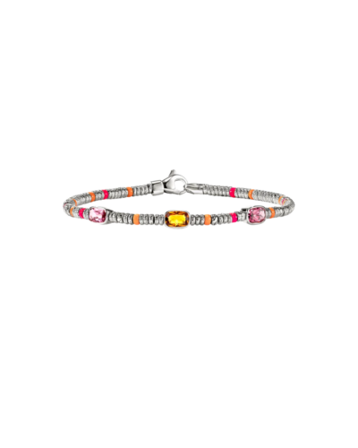 HEISHI GEM BRACELET, STERLING SILVER, CITRINE, RHODOLITE, TOURMALINE, 2.5MM