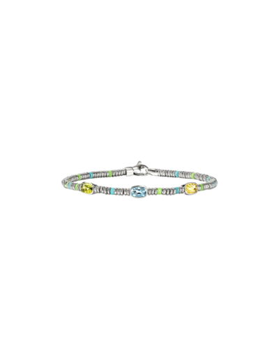 HEISHI GEM BRACELET, STERLING SILVER, PERIDOT, TOPAZ, QUARTZ, 2.5MM