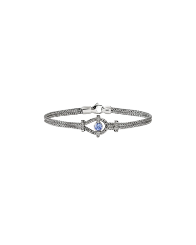 Icon Bracelet, Sterling Silver, Diamonds, Tanzanite, 3.6MM Size Small