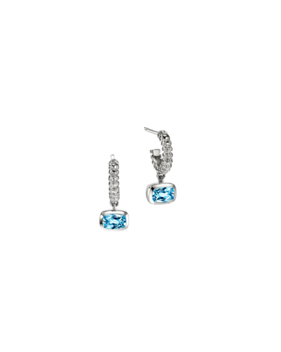 Heishi Gem Earrings, Sterling Silver, Swiss Blue Topaz