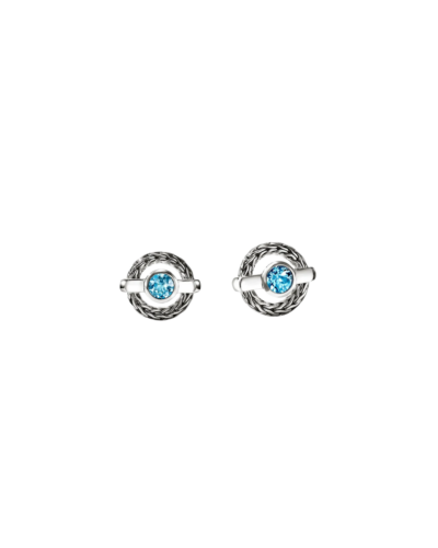 Icon Stud Earrings, Sterling Silver, Swiss Blue Topaz