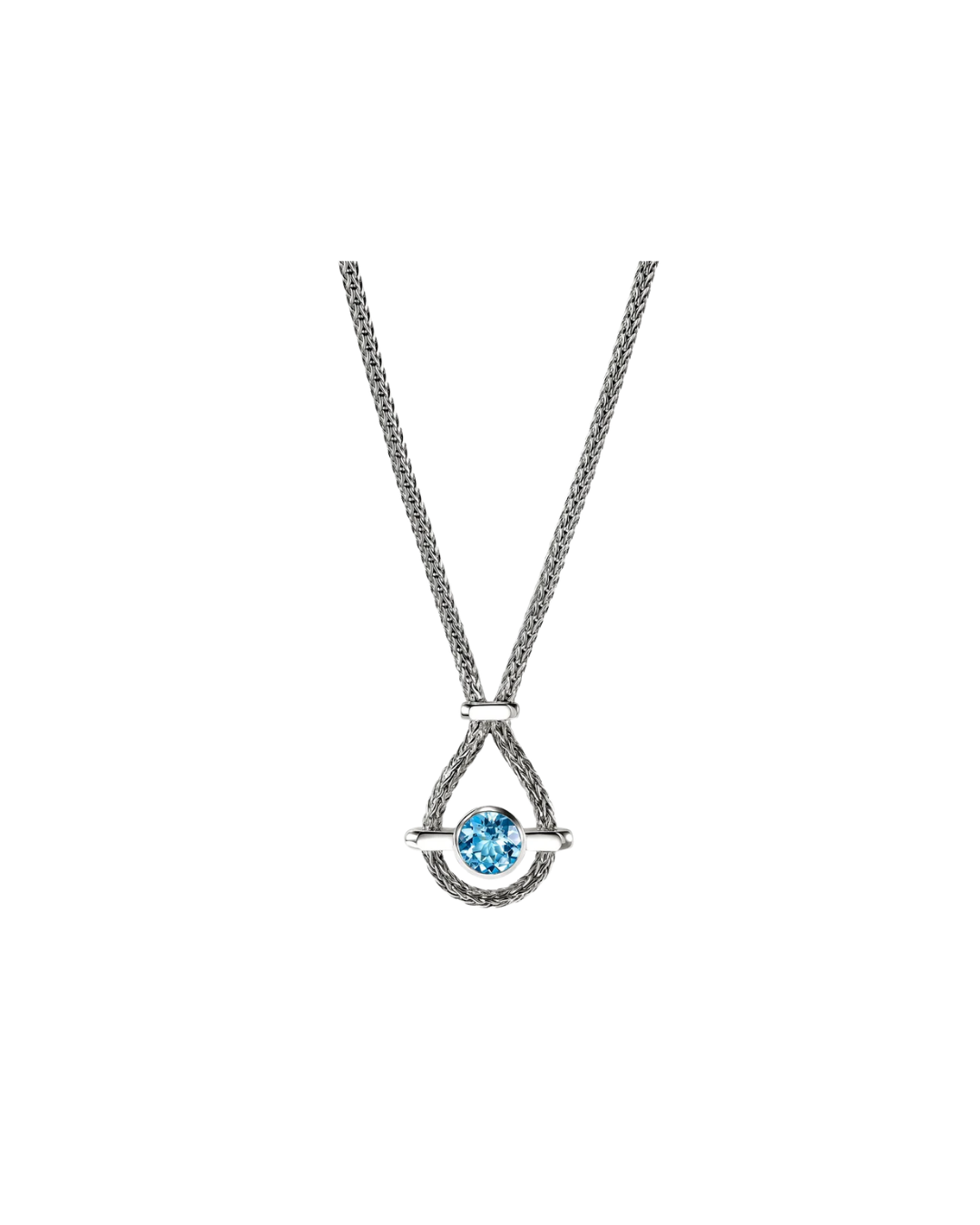 Icon Necklace, Sterling Silver, Swiss Blue Topaz, 2.5MM 18""-20""