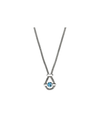 Icon Necklace, Sterling Silver, Swiss Blue Topaz, 1.8MM 16""-18""