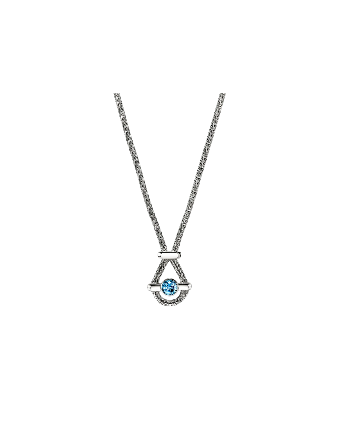 Icon Necklace, Sterling Silver, Swiss Blue Topaz, 1.8MM 16""-18""