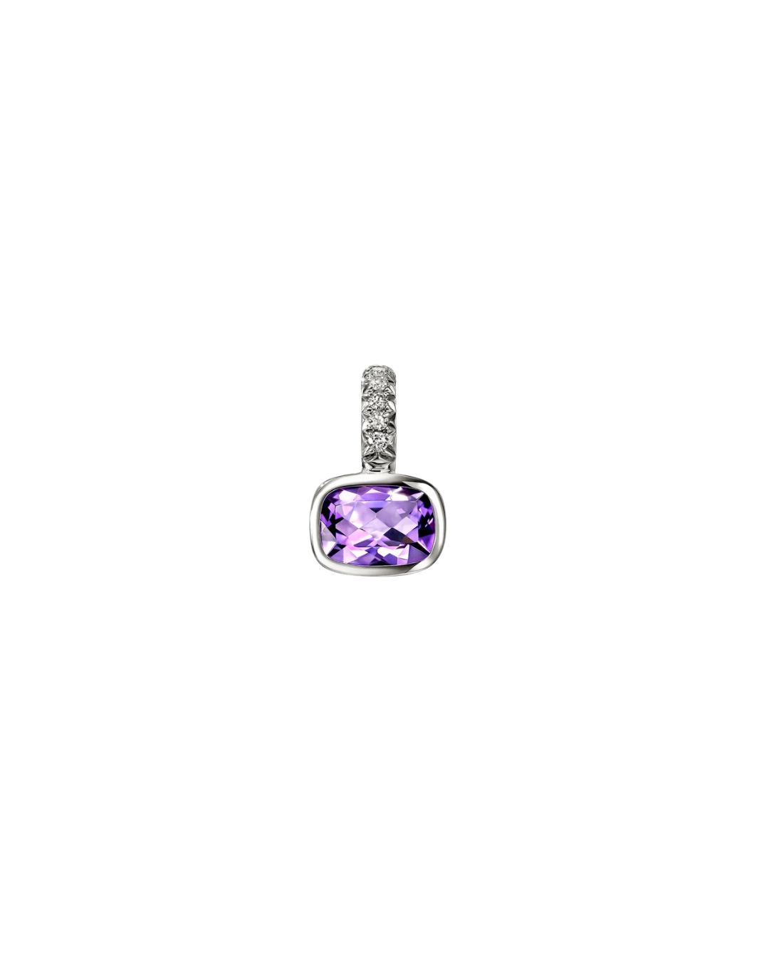 Heishi Gem Charm, Sterling Silver, Amethyst, Diamonds