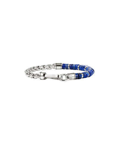John Hardy Heishi Chain Bracelet Sterling Silver with Lapis 6MM