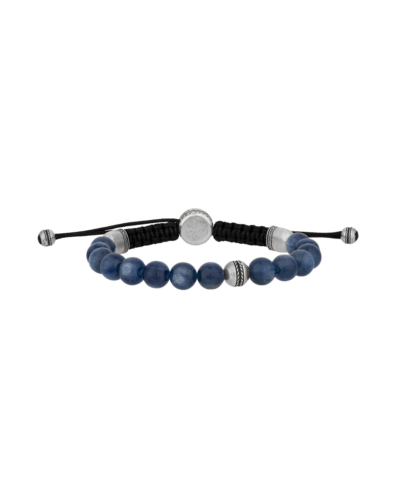 Sterling Silver Chevron Kyanite Bead Bracelet  8mm, Adjustable