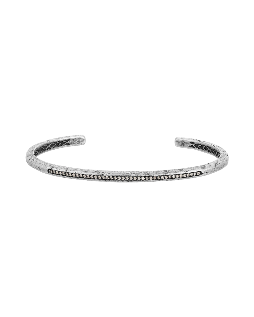 Distressed Sterling Silver Diamond Cuff Medium