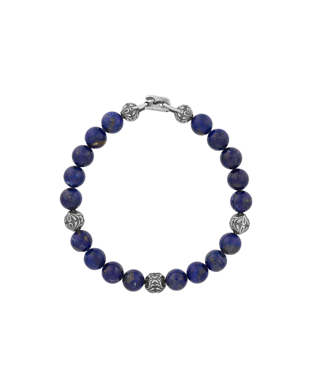 Lapis & Gothic Silver Bead Bracelet