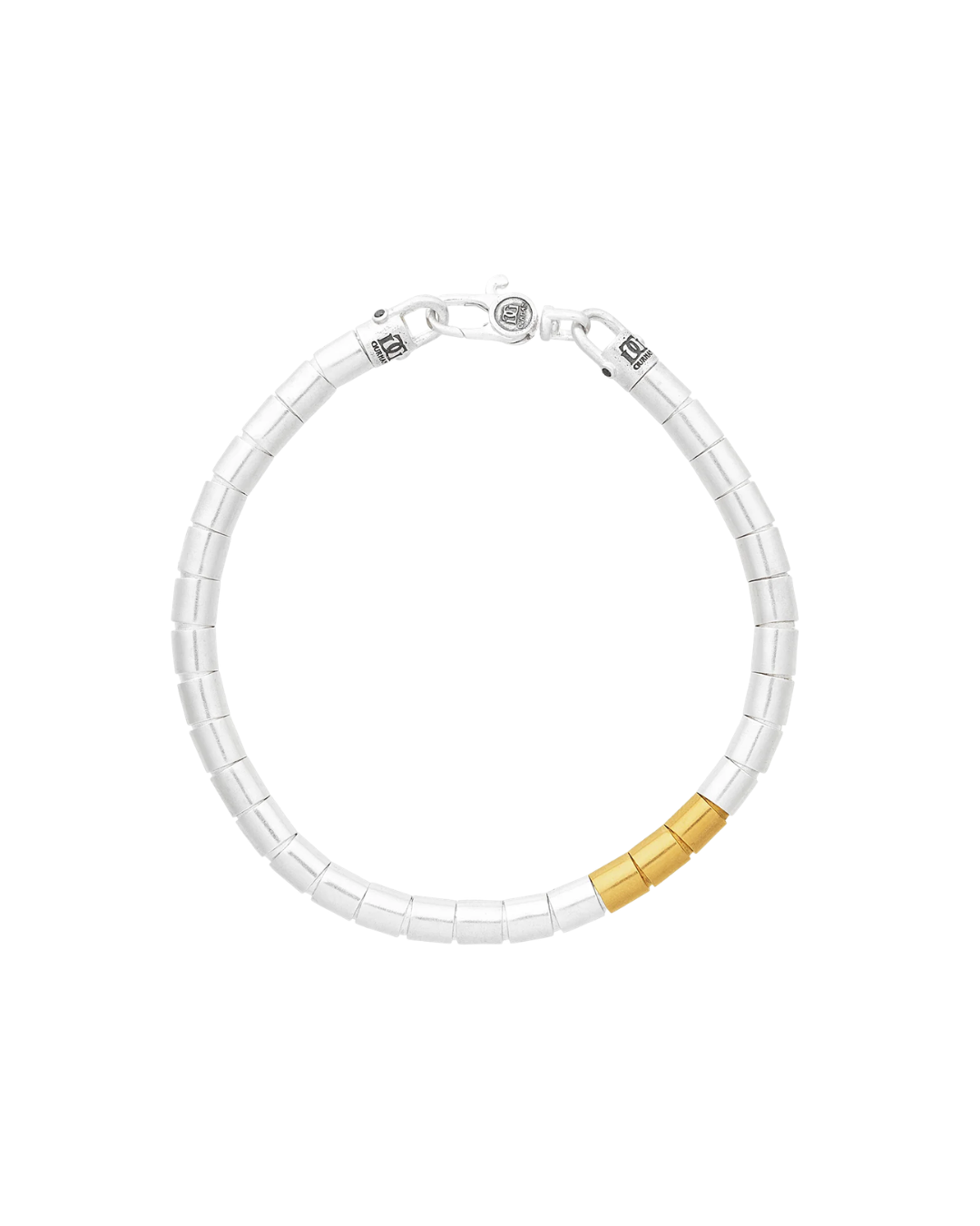 Sterling Silver & Brass Beaded Bracelet – Small Tube Beads
