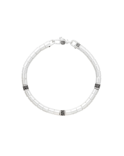 Sterling Silver Black Diamond Beaded Bracelet  Small Tube Beads