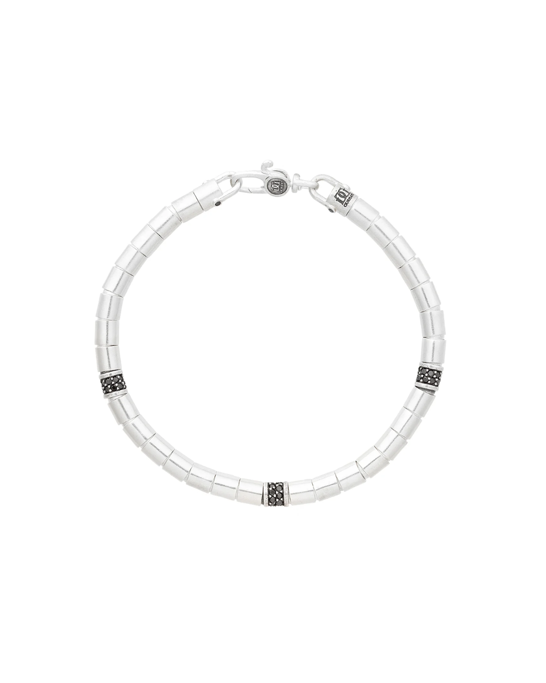 Sterling Silver Black Diamond Beaded Bracelet – Small Tube Beads