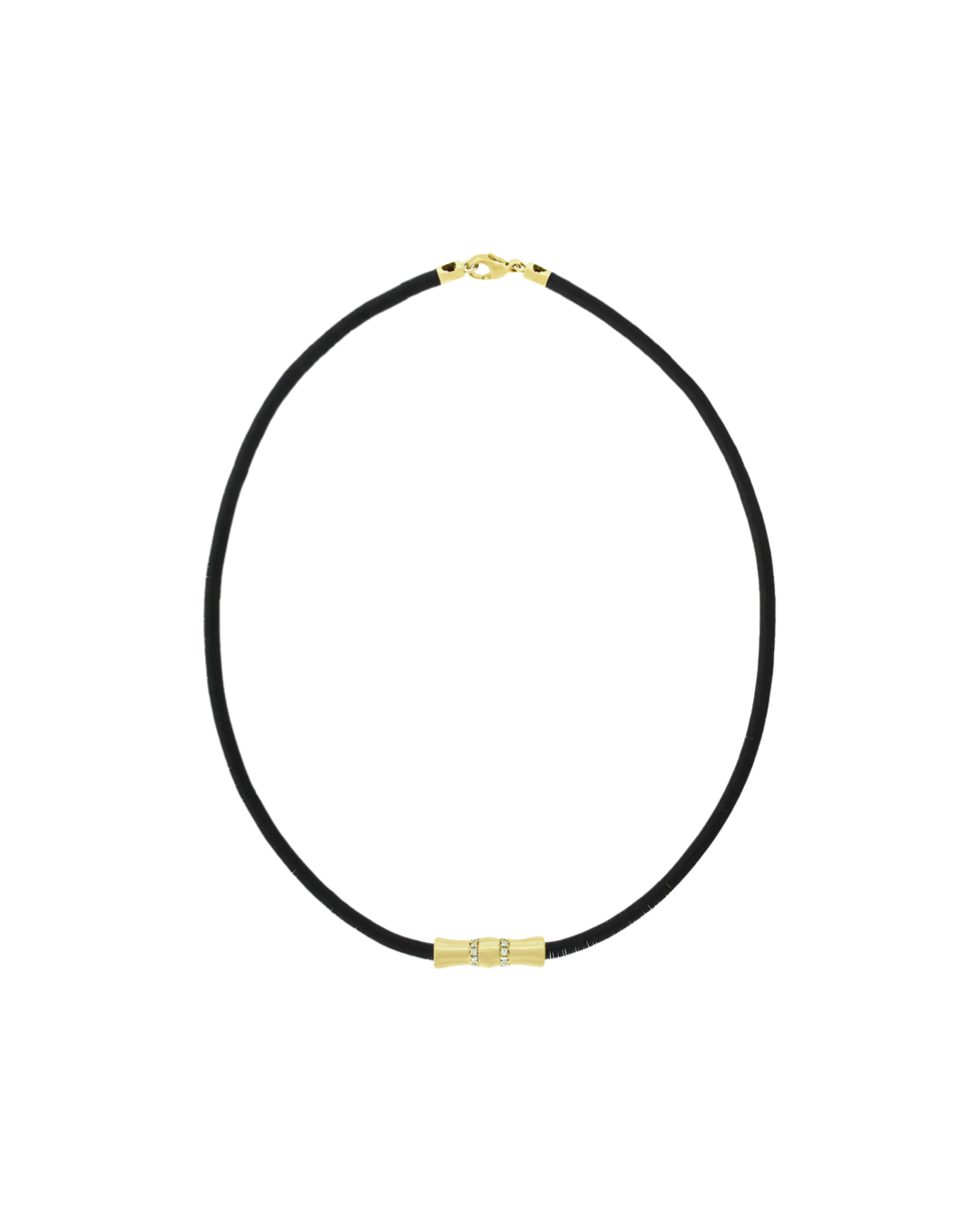 14K Yellow Gold Diamond Double Sheath Tube on Vinyl Bead Necklace 20"