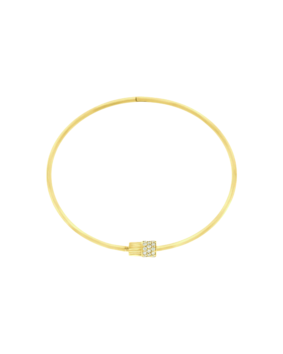14K Yellow Gold Screw Bracelet with White Diamonds