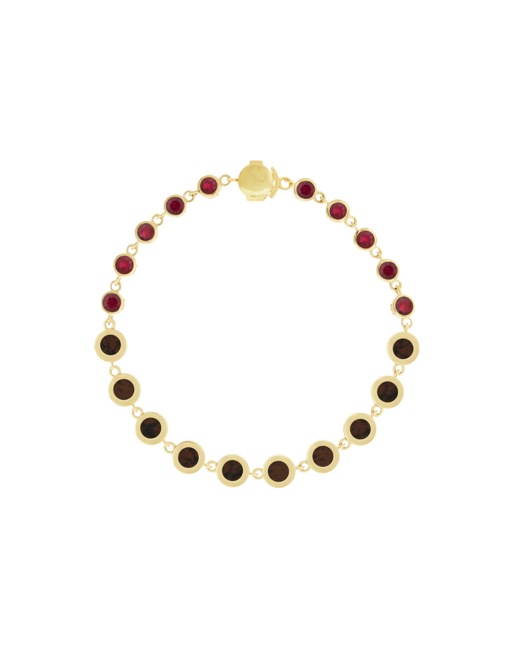 Ruby and Obsidian Mahogany Gemstone Gold Bracelet